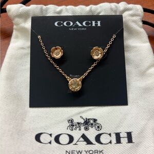 Coach Gold Necklace and Earring Set